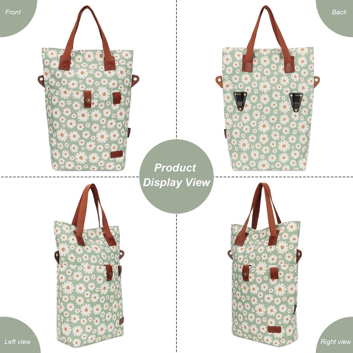 Achter Fietstas - Groen - 43 x 11 x 24 cm - Waterdichte Tas van Leer en Nylon - Voor Dames