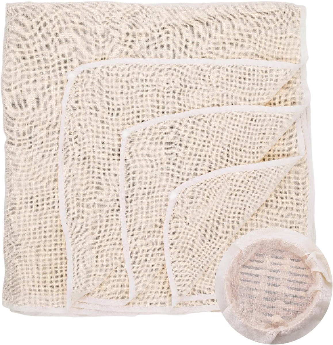 8 stuks passeerdoeken, 60 x 60 cm, kaasdoek, beige, cheesecloth, afzeefdoek, keukendoek, wasbare zeepdoek, kaasdoeken, filterdoek, voor sap, kaas, thee, notenmelk, soep, yoghurt, tofu