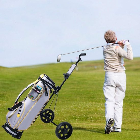 Golftrolley met 2 wielen - Golfkar opvouwbaar - Golfen op de baan - Inclusief beker- en scorekaarthouder - Opvouwbaar ontwerp — afbeelding 2