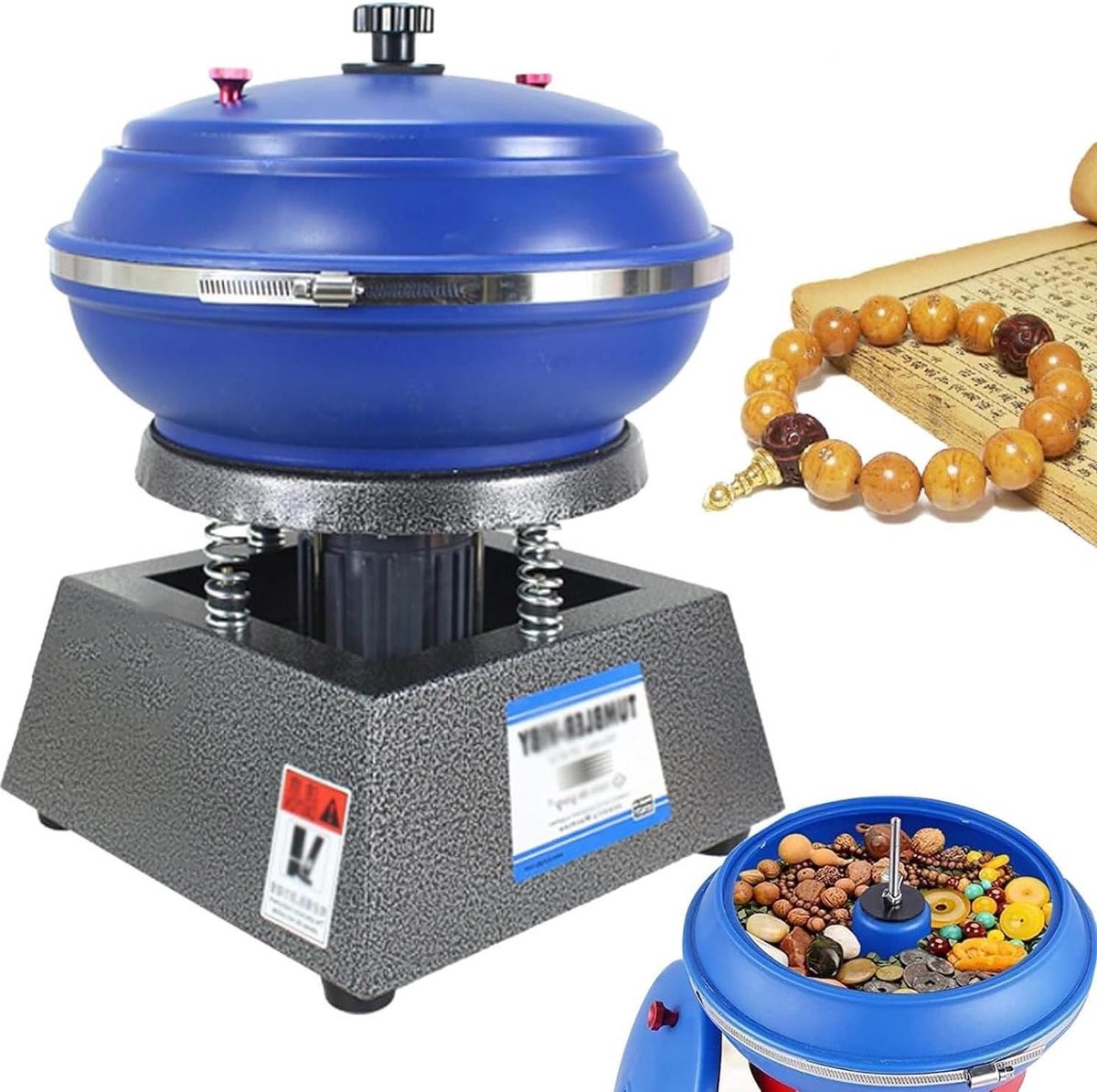 Trillende Polijstmachine - Vibratie Trommel - Metaal Polijsten - Hoogfrequente Trillingen - 6.2L - Grijs