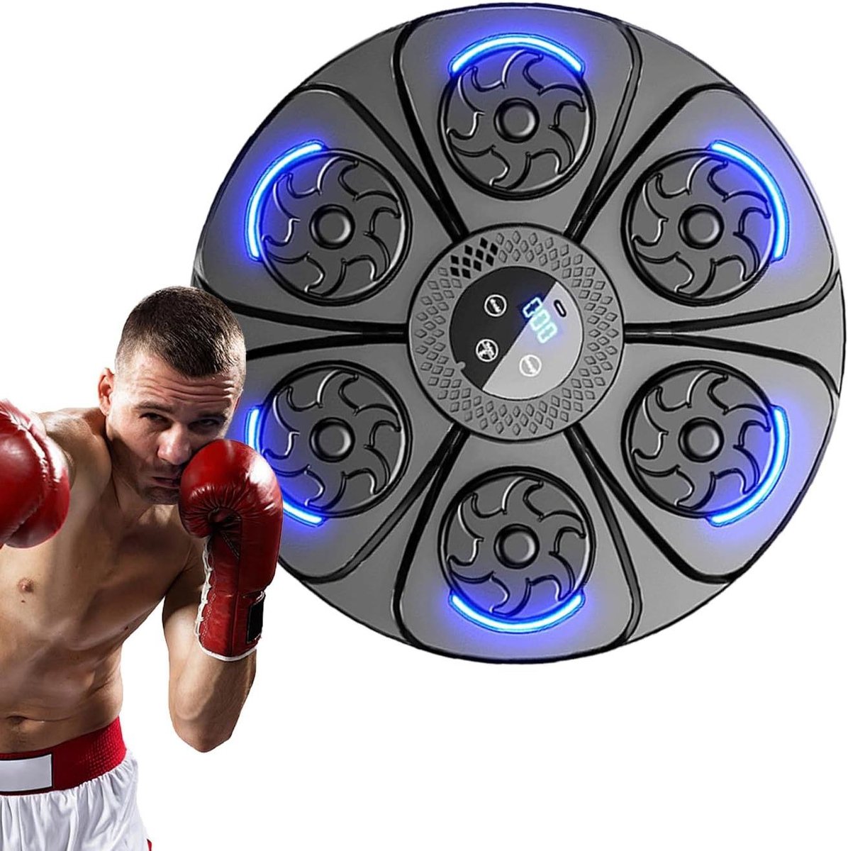 Muziek Boksmachine - Interactieve Fitness Apparatuur - Thuis Trainen - LED Verlichting Synchroniseert - 40 x 40 x 6 cm