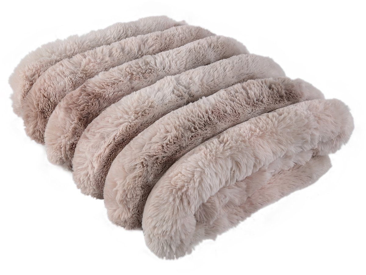 PTMD Divvo Beige Fake Fur Thick Rib Plaid S