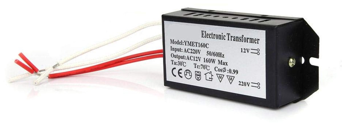 SnelShoppen - Elektronische Transformator 220 Volt naar 12 Volt - Slimme Voeding Driver 160W - Geluidsloos en Dimbaar - Voor LED Verlichting, Tuin, Ke
