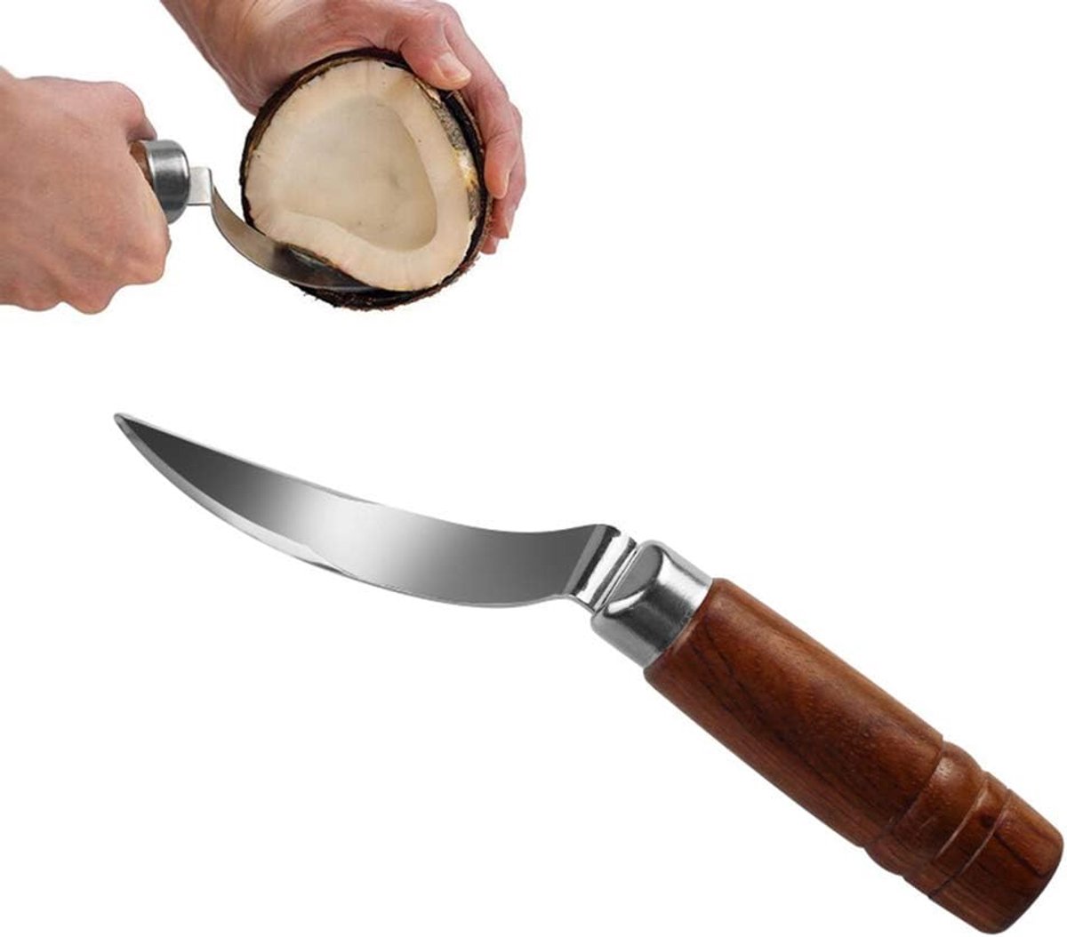 SnelShoppen - RVS Kokosnootopener Mes Shell Opener Fruit Groente Vlees Extractor Keuken Gereedschap Ergonomisch Handvat