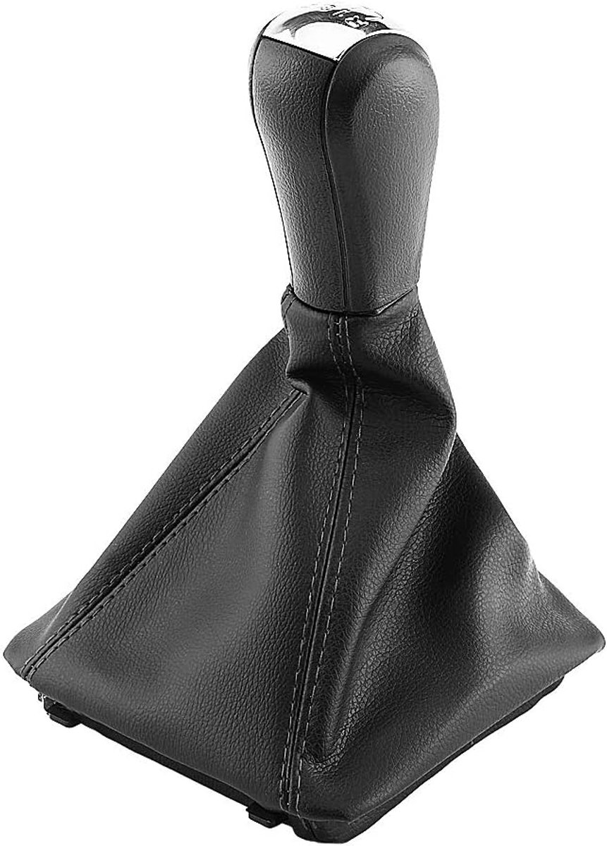 SnelShoppen - Knop Versnellingspook 5 Versnellingen met Gaiter Boot Set voor Auto's, Hoogwaardige Kunststof en PU Leer, Eenvoudig te Installeren, Perf