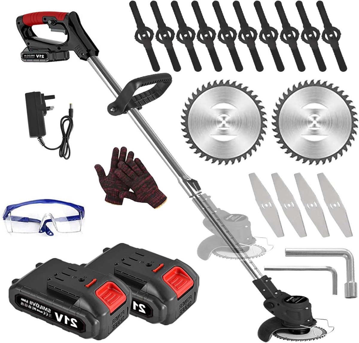 Accu Grastrimmer - Elektrische Bosmaaier - Tuin Onderhouden - Dubbele Accu - 90-120 cm - Zwart