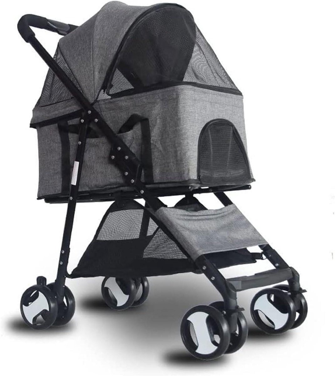 Huisdier Wandelwagen - Dierenbuggy Reiskar - Comfortabel Reizen - 3-in-1 Systeem - Tot 15 kg - Grijs