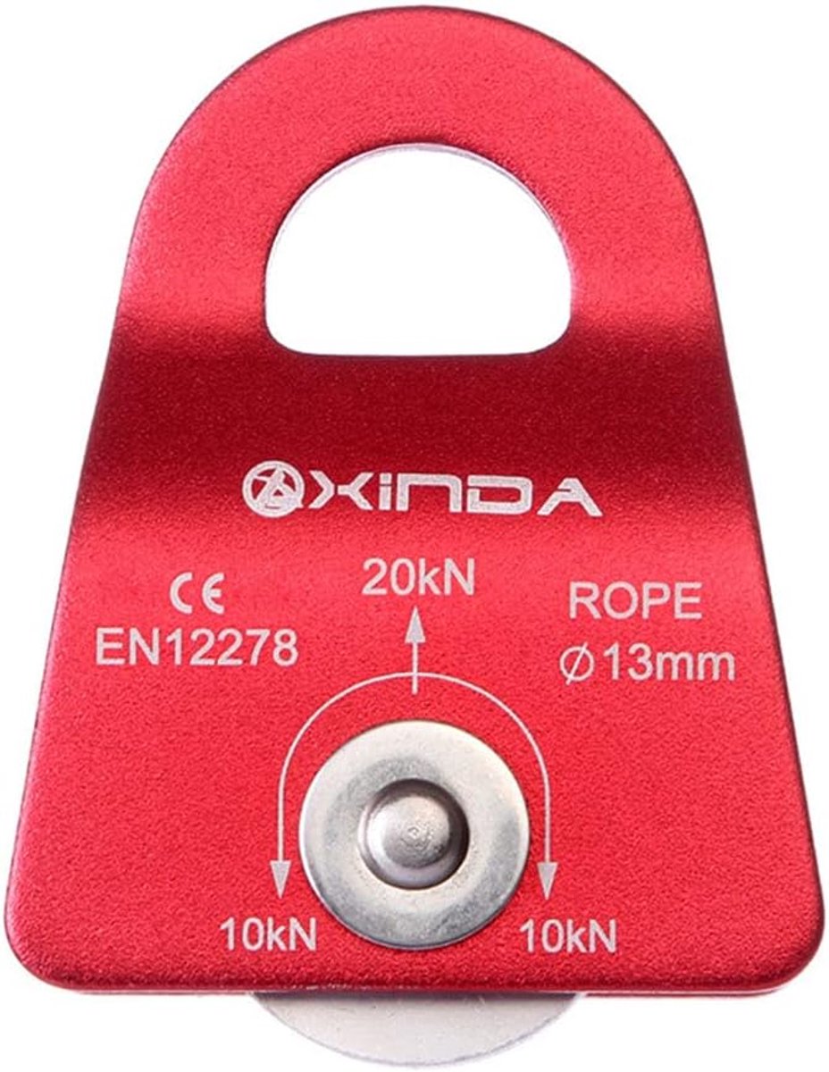 SnelShoppen - Sterke Mobiele Veelzijdige Ultra-Compacte Katrol Rood - Voor Rescue, Zware Lasten, Intensief Gebruik, Prusik Frictie Klem, Hoogwaardige