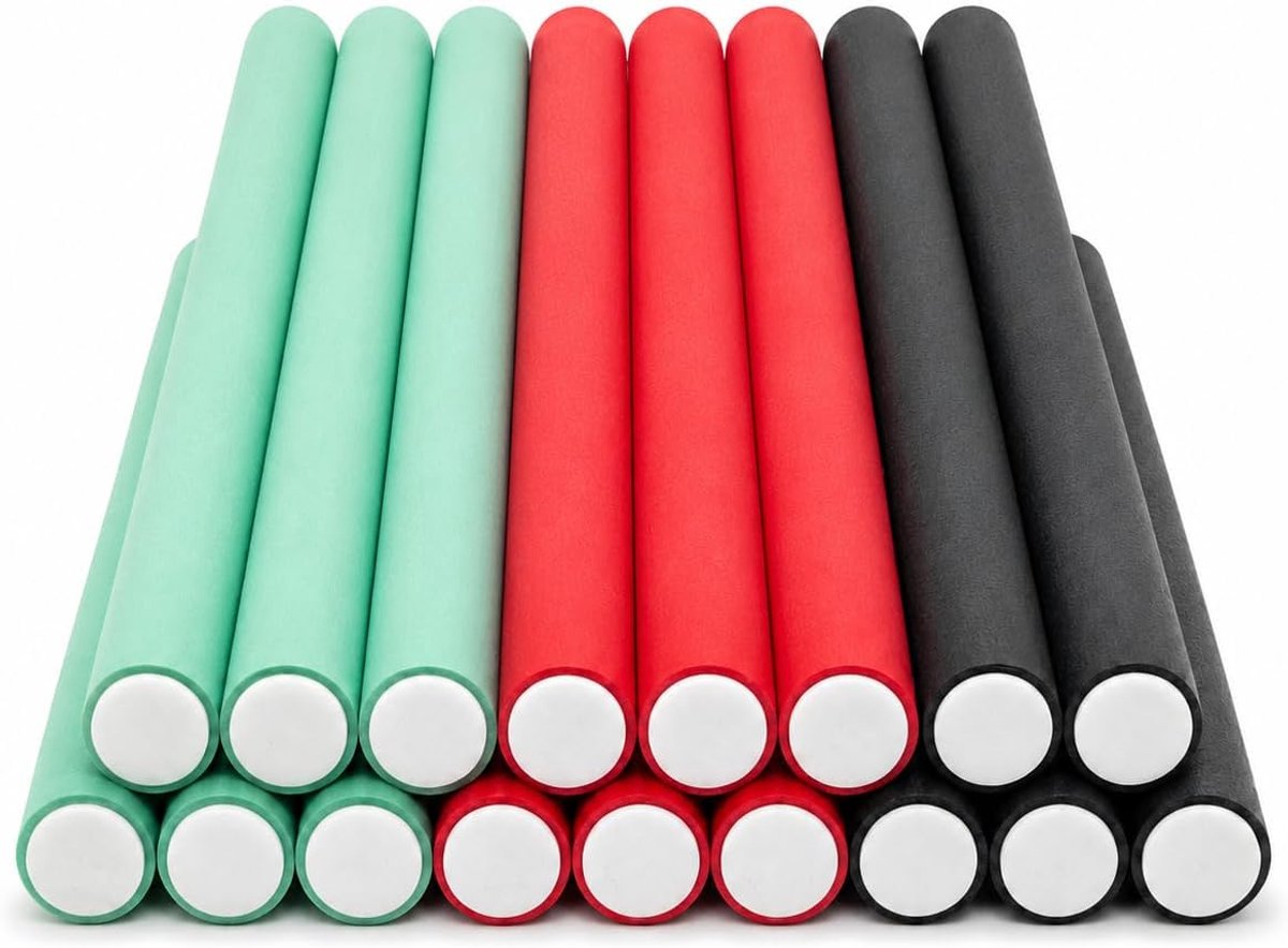 SnelShoppen - Pack van 18 Papilot Wikkels voor Krullend Haar, 250 mm x Diameter 10 mm, Meerkleurig, Eenvoudig in Gebruik voor Alle Haartypes, Geen Hit