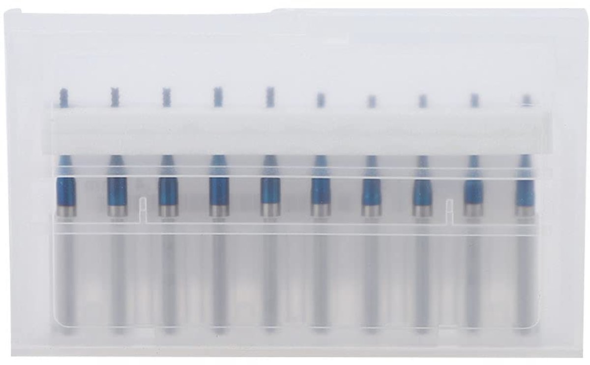 SnelShoppen - 10 Stuks Shank Frees Cutter Set - Hardmetalen Frees Gereedschap, Blauw Maïs Cutter voor CNC en PCB Graveerwerk - 1,4 mm Precisie