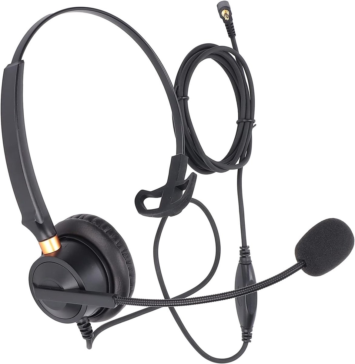 SnelShoppen - 2.5mm Headset voor Zakelijk Gebruik, Noise Cancelling Microfoon, In-line Volumeregeling, Geschikt voor Vast Telefoons, Comfortabele Pasv