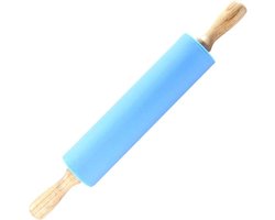 SnelShoppen - Siliconen Deegroller met Grote Handgreep voor Keuken, Ergonomisch, Antiaanbaklaag, Blauw, Ideaal voor Taart, Pannenkoeken, Gebak en Meer