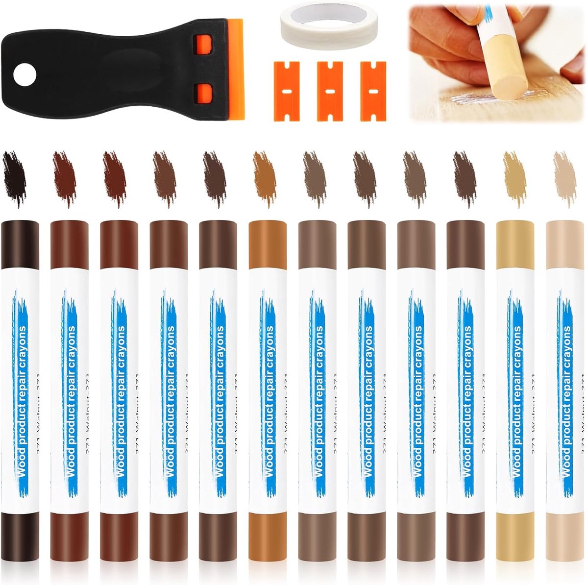 Reparatieset voor laminaat met 12 kleuren, reparatieset met harde was, complete parket en houtreparatieset voor - ShopVlot