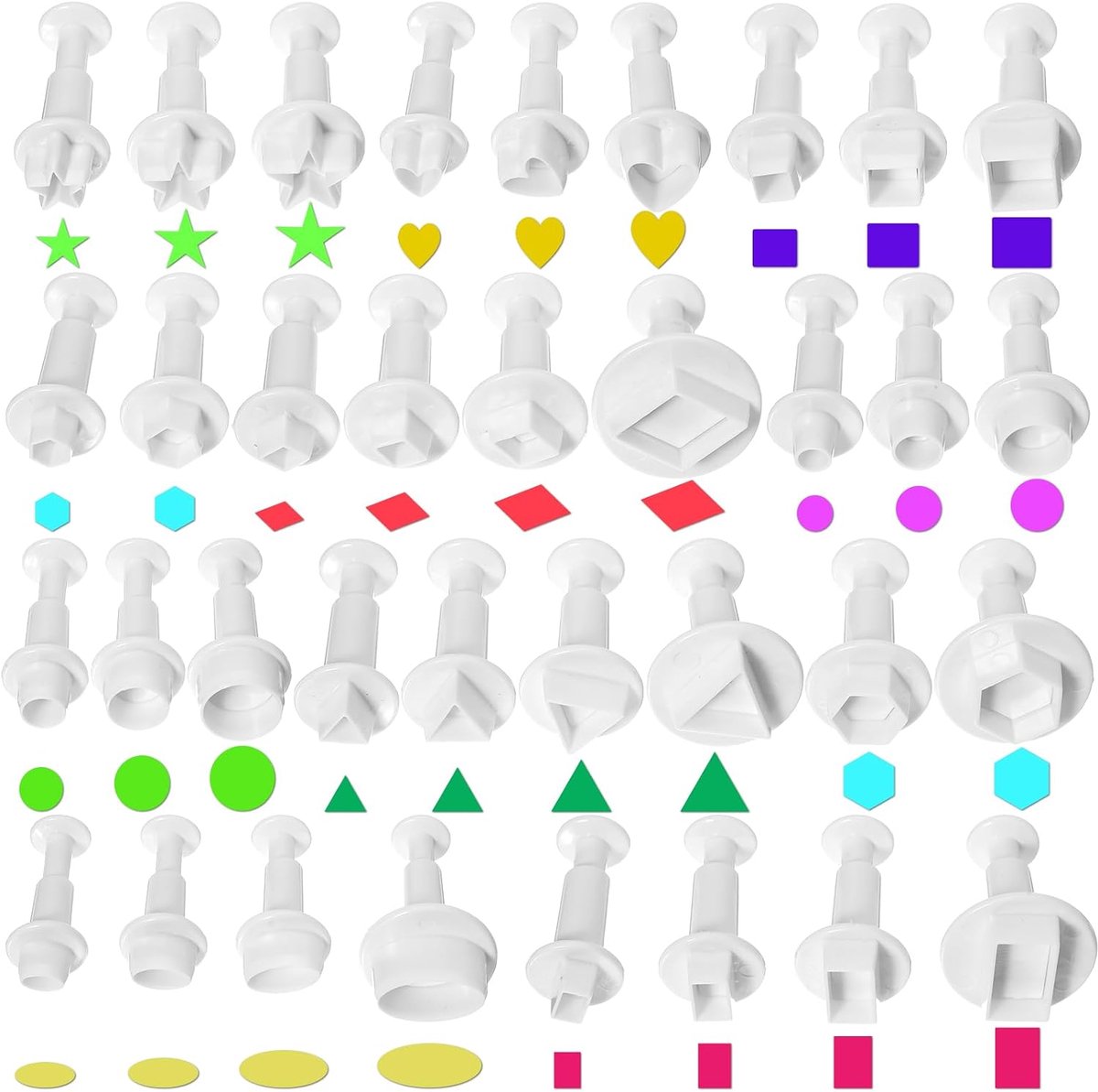 SnelShoppen - 35-delige Silicone Kerst Fondant Koekjesuitsteeksets Mini Koekjesuitstekers Ejectors Stempels Hartvorm Geometrische Ster Decoratie