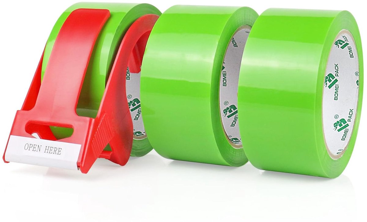 SnelShoppen - Verpakkingstape, 3 Rollen, 48 mm x 66 m, Lichtgroen, Universele Tape voor Verpakken van Pakketten, Hoge Hechting, Professionele Kwalitei