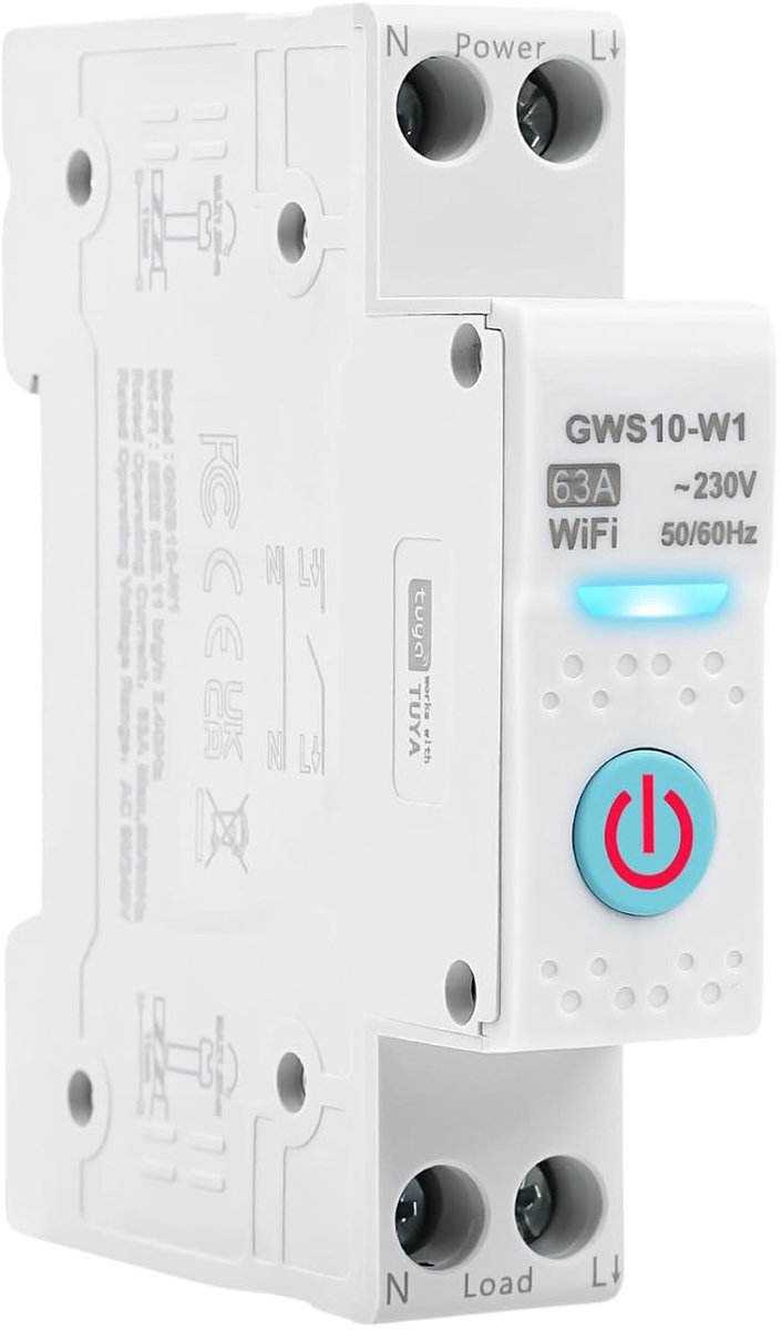 WiFi schakelaar 63A - DIN rail - timerfunctie - bediening via app en spraak - ShopVlot