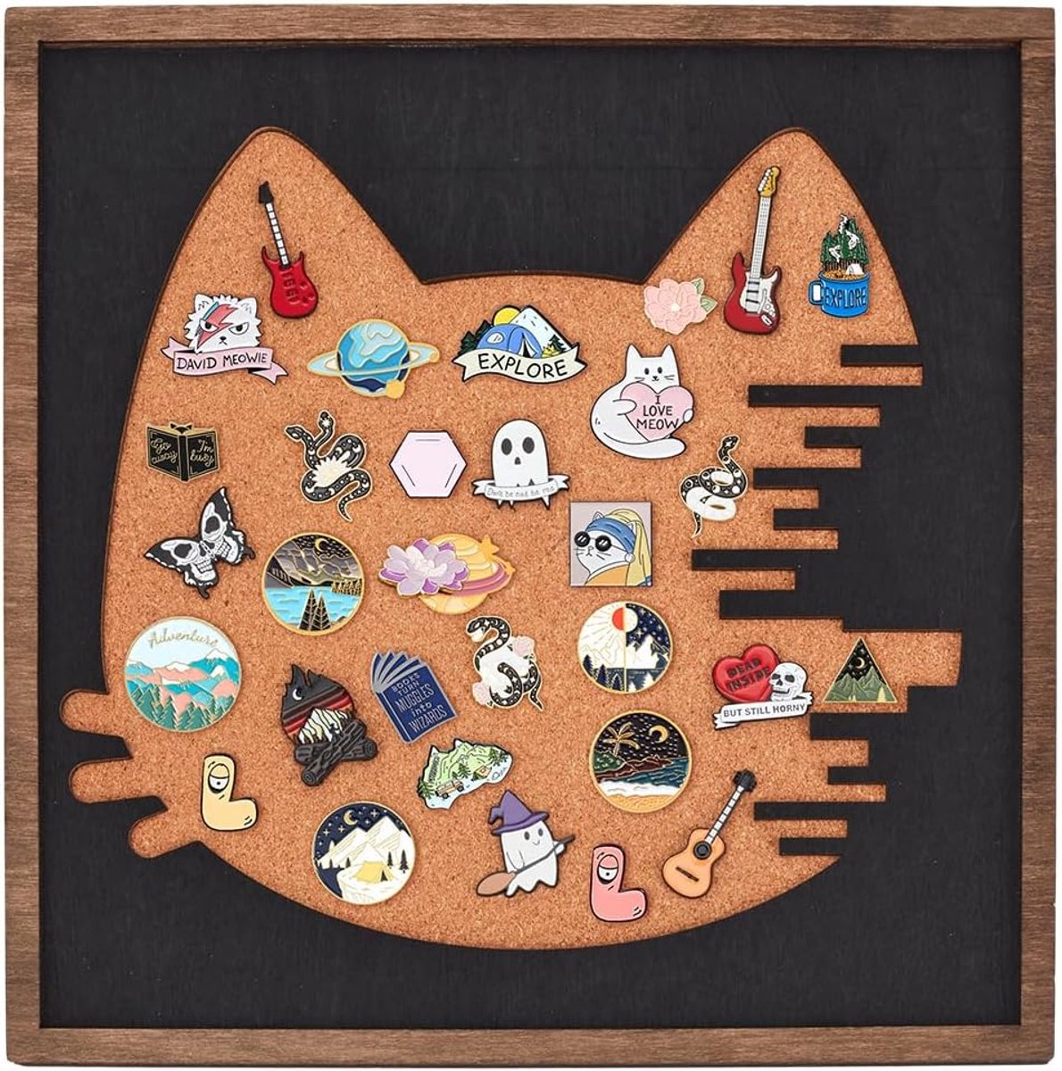 SnelShoppen - Cat Pin Board Kurkbord 30x30cm Wandmontage met Houten Frame voor Opslag en Weergave van Sieraden, Cat Lover Decoratie voor Thuis, Kantoo