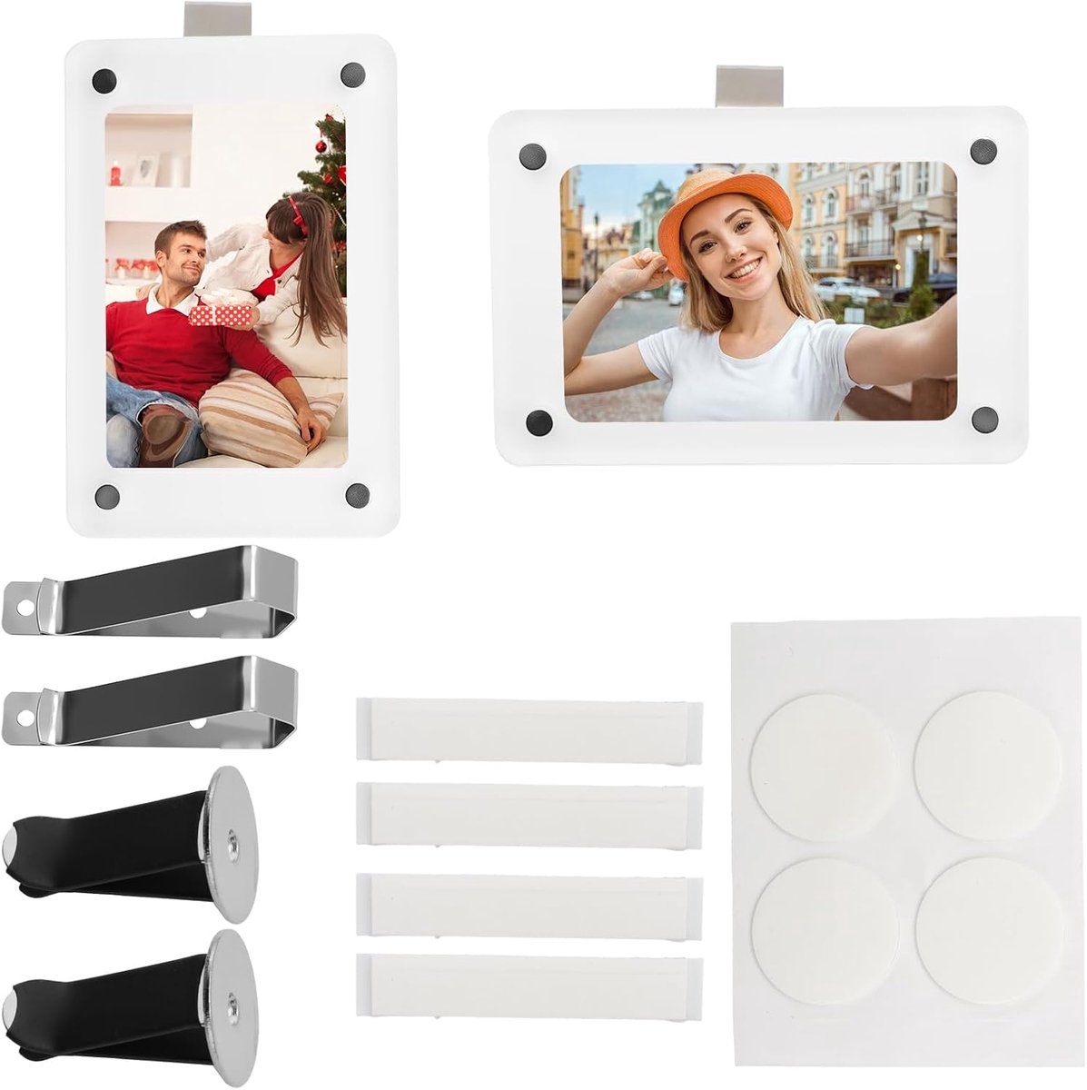 WALLFID Set of 2 Magnetic Photo Frames for Car with Sun Visor Fan Clip, Personalized Magnet Style Photo Photo Car - ShopVlot