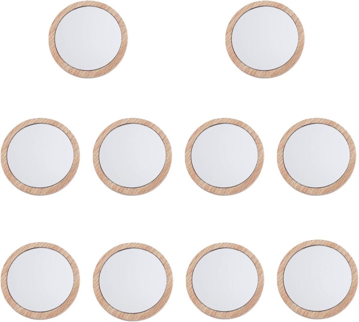 Handspiegelset - Houtkleur - Klein en Draagbaar - Van Natuurlijk Hout - Voor Make-up en Reizen