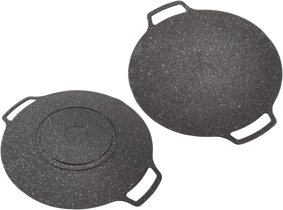 Grillplaat - Koekenpan - Outdoor koken - Universeel inzetbaar - 30 cm - Zwart