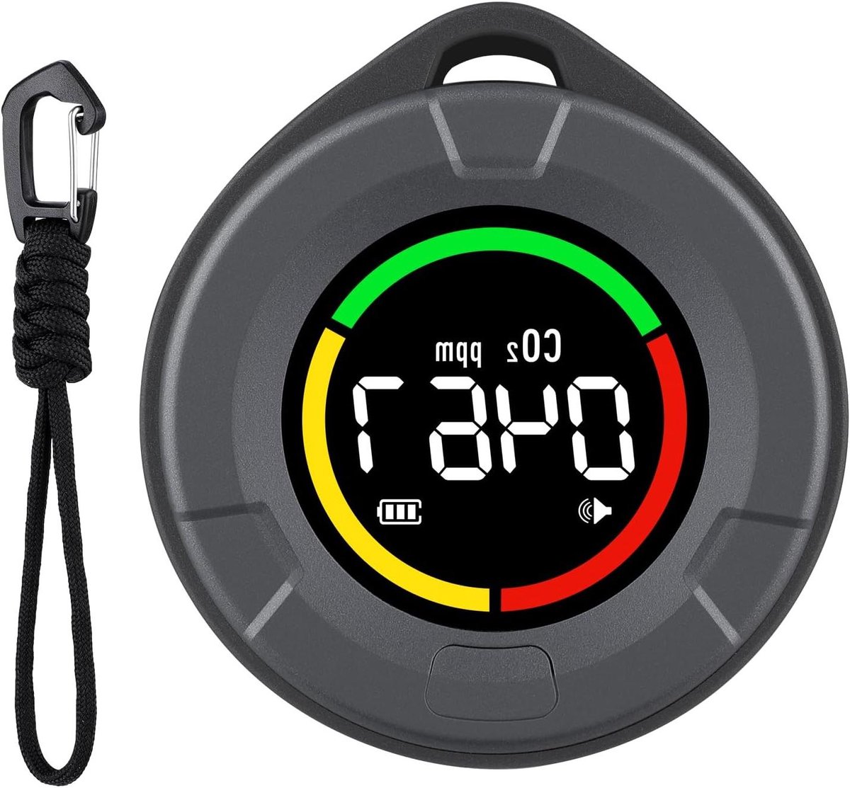 CO2 Meter - Luchtkwaliteit Sensor - Binnenklimaat Meten - NDIR Sensor Technologie - 72 Uur Batterij - Grijs