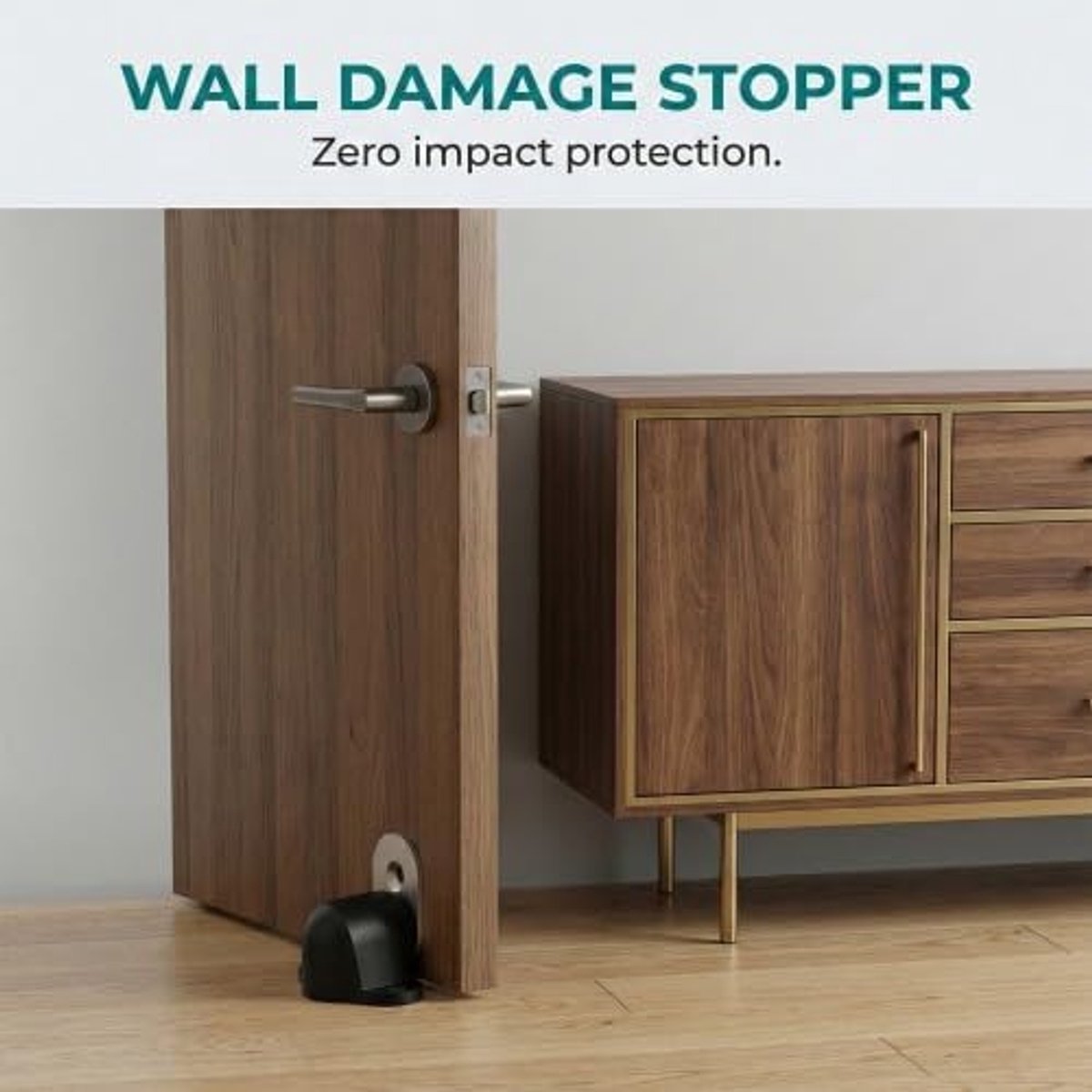 Deurstopper met magneet - zwart - robuuste zinklegering - voorkomt schade aan muren - ShopVlot