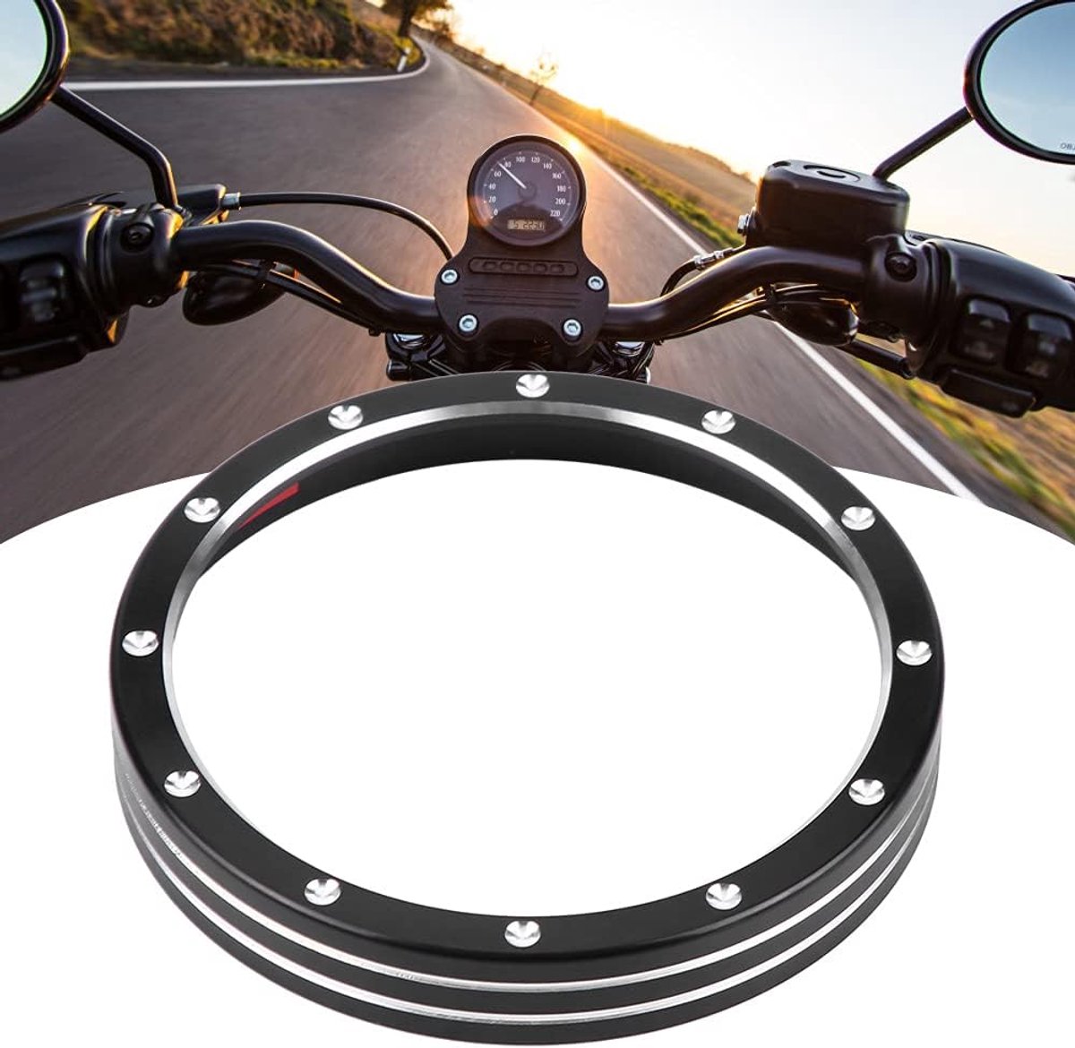 SnelShoppen - Speedometerring Motorfiets Tachometer OdoMeter Trim Ring Dekring Aluminium Legering Voor 883 1200 Dyna Street Bob Low Rider