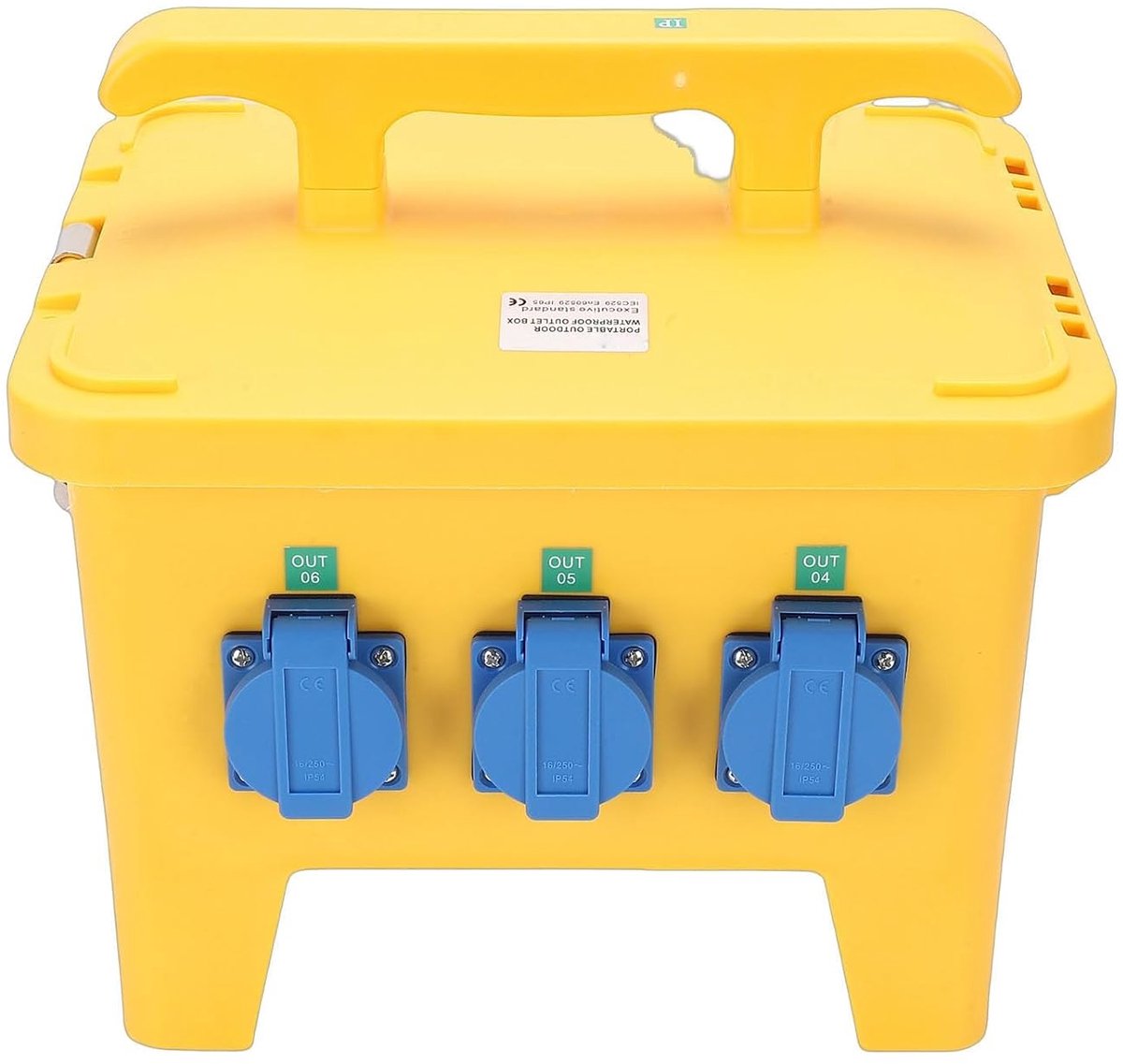 SnelShoppen - Walfront Powerdistributiekast met Handvat, 6 Uitgangen, Waterdichte Constructie IP65, Draagbare Elektriciteitskast voor Bouwplaatsen, Tu