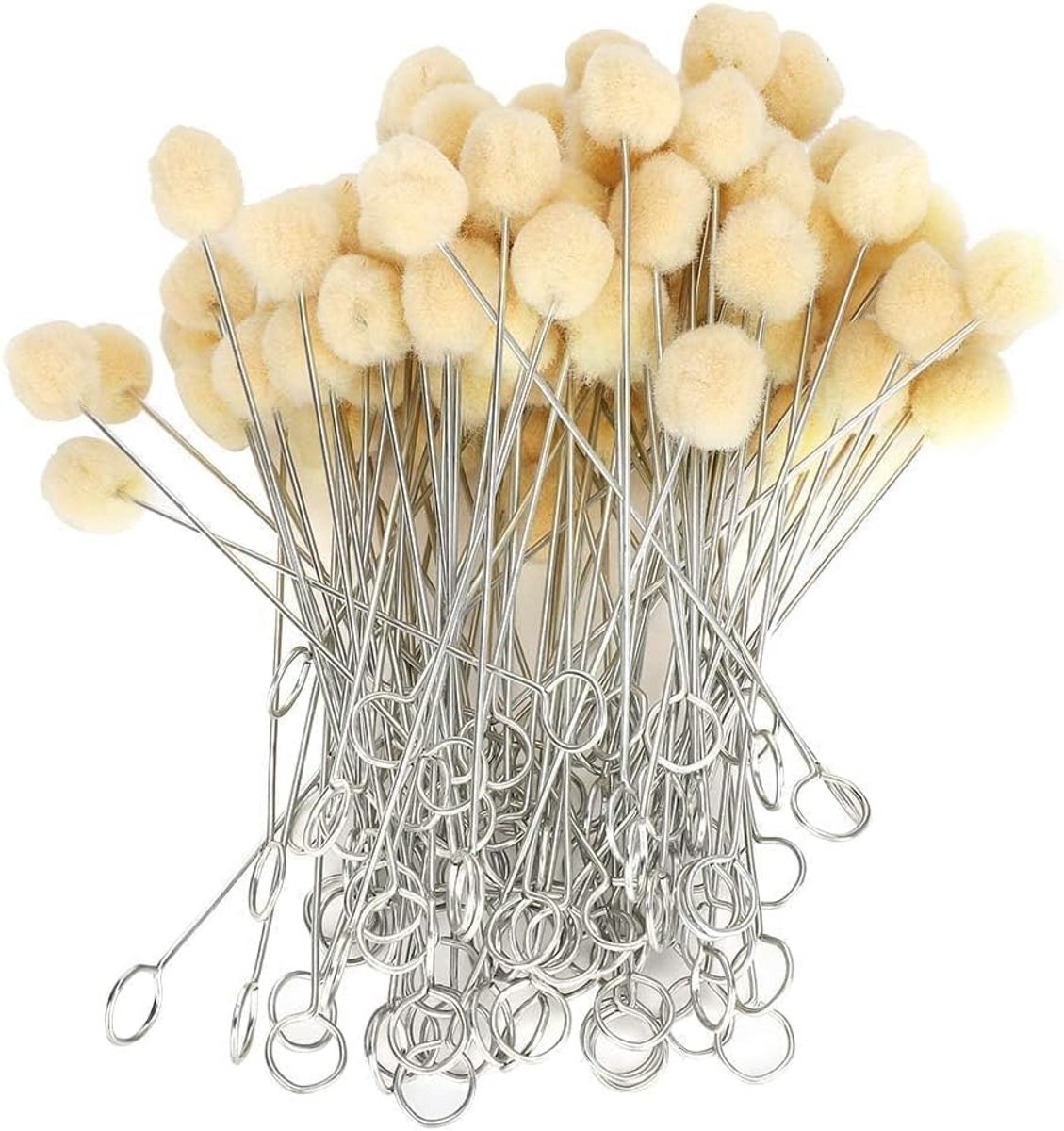 SnelShoppen - Garosa Wol Daubers, Verfrollers met Metalen Handgreep, 100 Stuks voor DIY Knutselprojecten, Natuurlijke Wol, Perfect voor Schilderen en