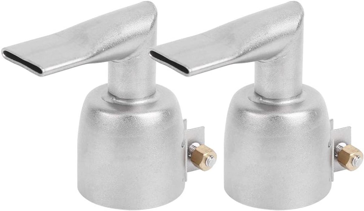 SnelShoppen - 2x Warmeluchtpistool Lasmond 90 Graden RVS Gebogen Lastechniek Verhitmond Platte Tips Mondstuk 20mm voor PVC Kunststof Plaat Soldeeracce