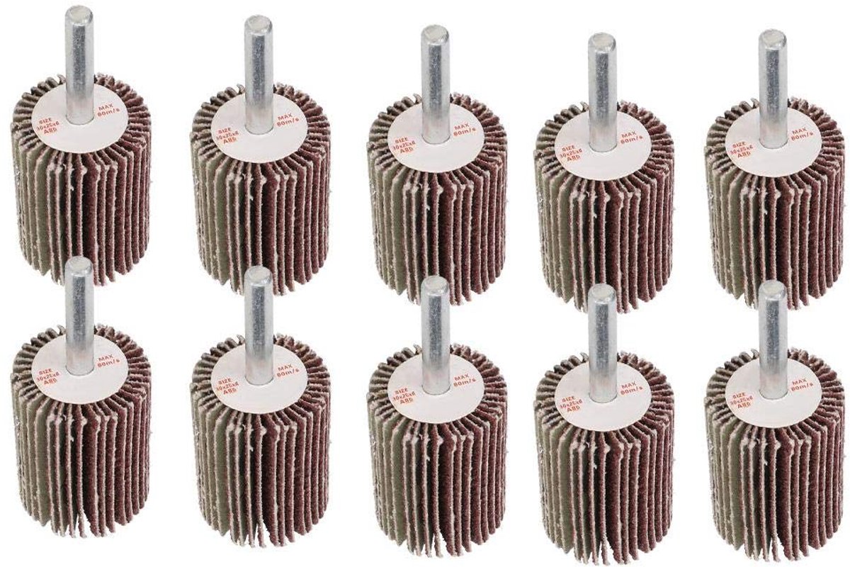 SnelShoppen - 10 Stuks Schuur- en Polijstschijven, Schuurpapier Vouwschijf met 6 mm Schacht, 30 x 40 x 6 mm voor RVS Fittingen, Ventielen, Concaaf en