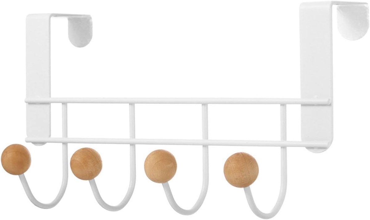 SnelShoppen - Back Door Hooks Haken Chinese Kersenhout IJzer - Horizontale Deur Handdoek Hanger Rack voor Thuis (4 Haken)