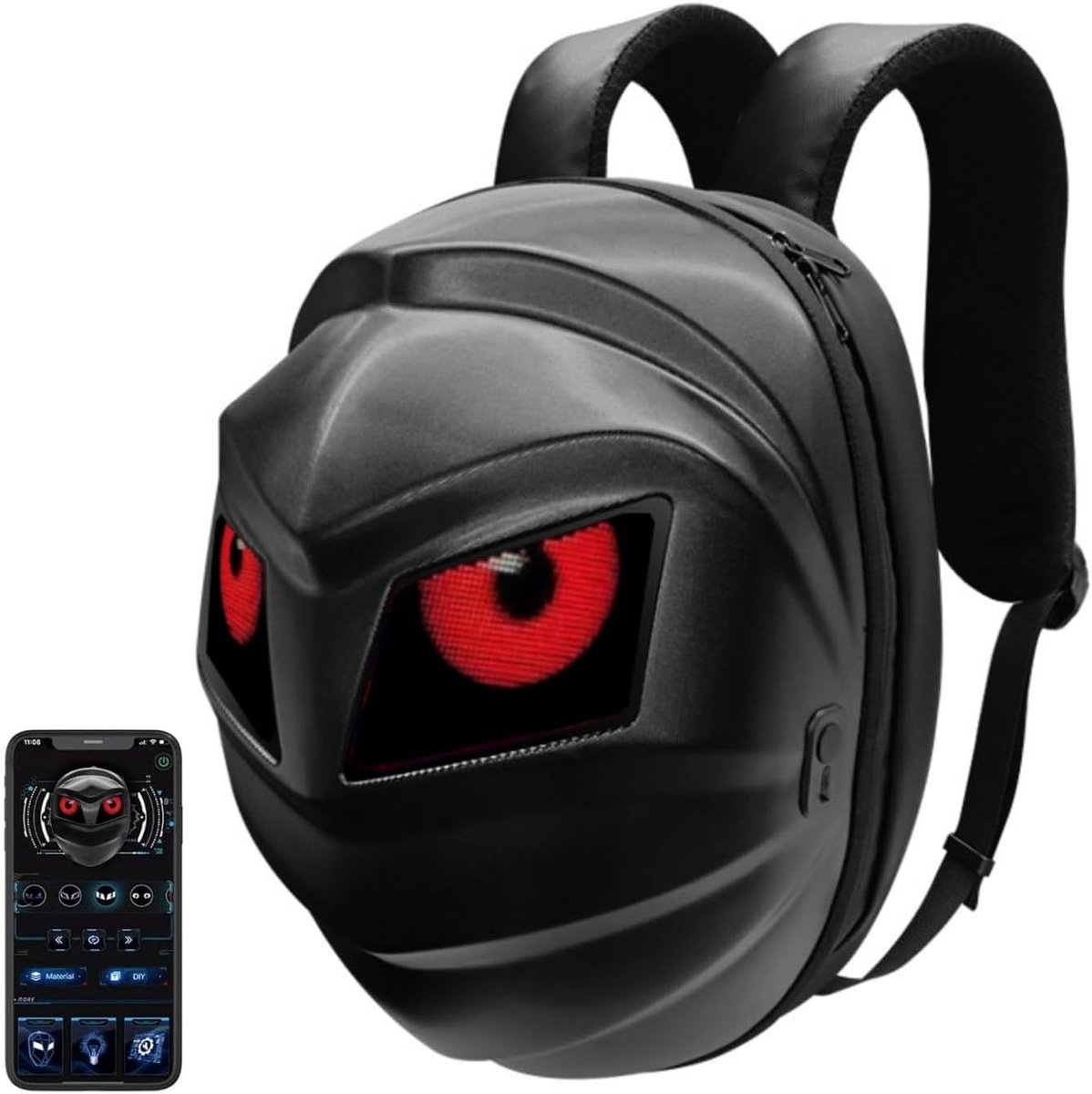 SnelShoppen - Motorfiets Rugzak met LED Display, Waterdichte LED Reisbagage met Harde Schaal, DIY Programmeerbare Dagrugzak en Helm Tas voor Paardrijd