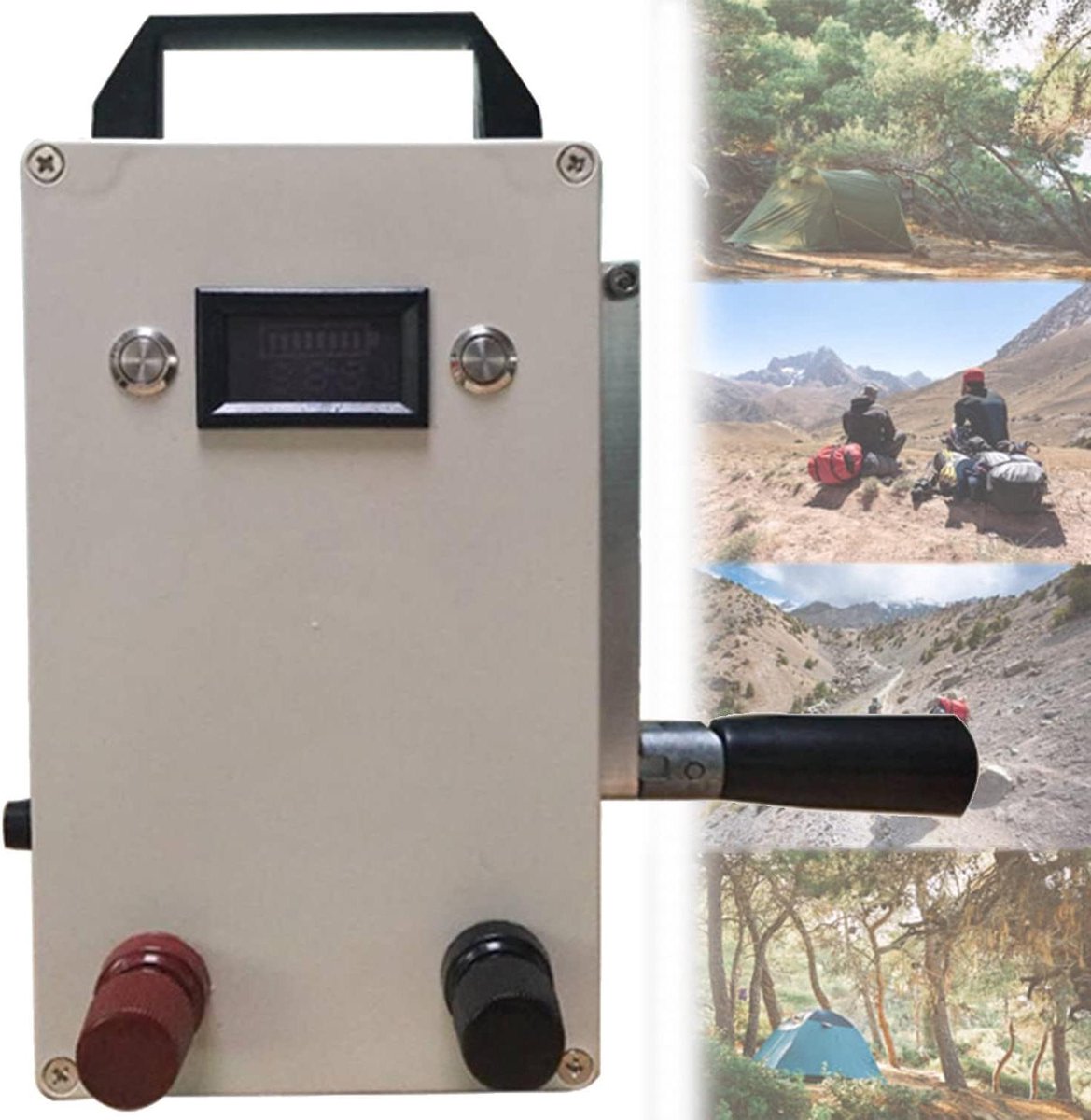 Hand Slinger Generator - Noodstroom Aggregaat - Stroom Opwekken - Stalen DC Generator - 12x6x20cm - Zwart