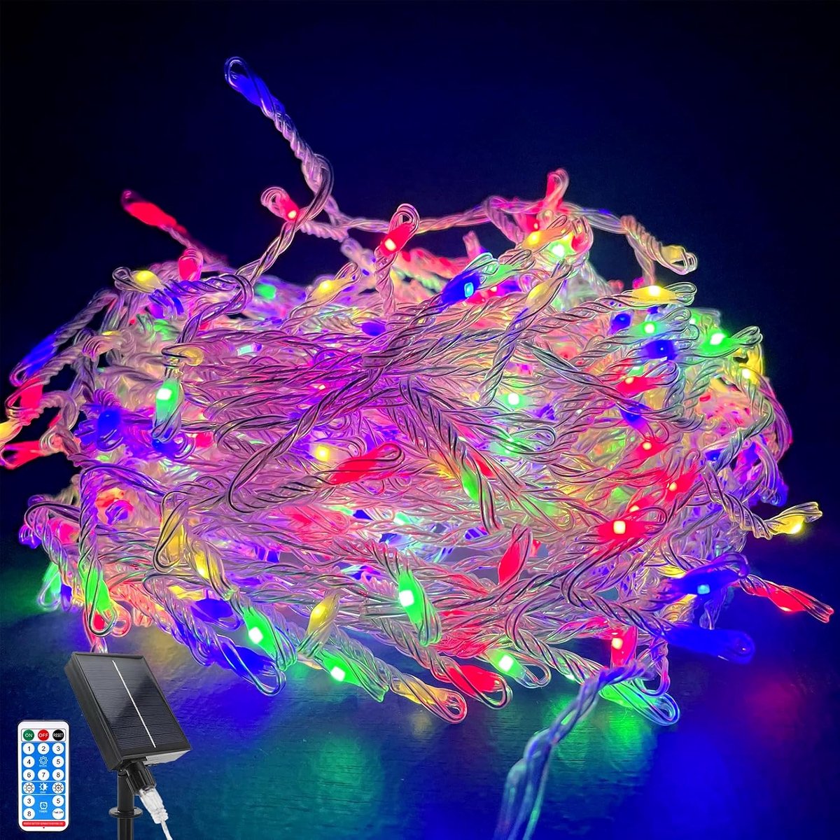 SnelShoppen - Solar String Lights Buiten met Afstandsbediening, 370 LED's, Waterdichte LED Kerstverlichting, 8 Modi Sfeerverlichting voor Tuin, Terras