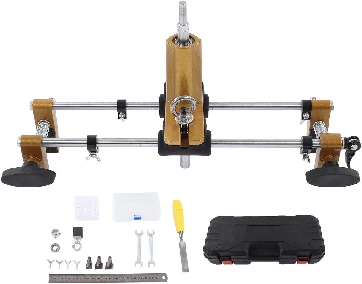 SnelShoppen - Lock Hole Opener Kit voor Deuren - Slot Mortiser, Dubbele Glijrail, Boren, Verstelbare Rollen, Hoogwaardig Silicone Stofkap, Gereedschap