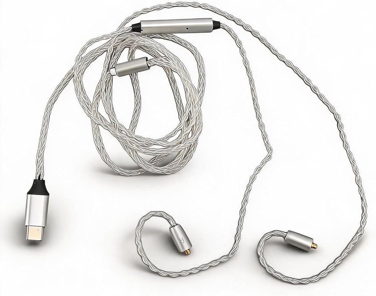 SnelShoppen - Type-C naar MMCX Hoofdtelefoon Kabel met Microfoon, Zuurstofvrije Koper Audio Kabel voor Hoofdtelefoons, 3.9ft Wit, Perfect voor Mobiele