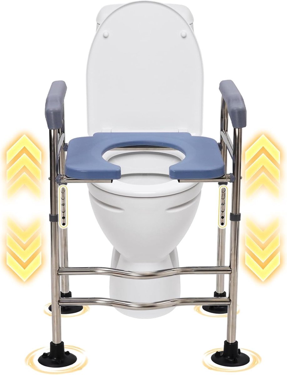Toiletzitverhoging voor Volwassenen - Wit - 64-74 cm Hoog - In Hoogte Verstelbare Toiletstoel met Armleuningen - Voor Senioren en Personen met Beperkte Mobiliteit