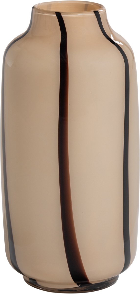 WOOOD Selena Vaas - Glas - Naturel Met Streep Bruin - 35x18x18
