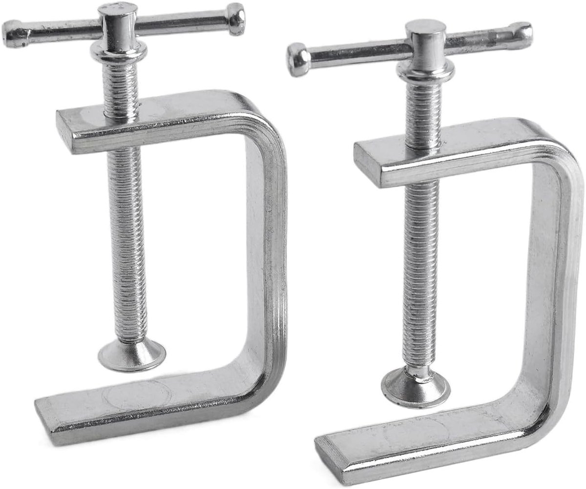 SnelShoppen - 2 stuks Houtbewerking C Klemmen, 50-100mm Legeringsstaal Zware Klemmen met Brede Bekopen voor Houtbewerking (0-65mm)