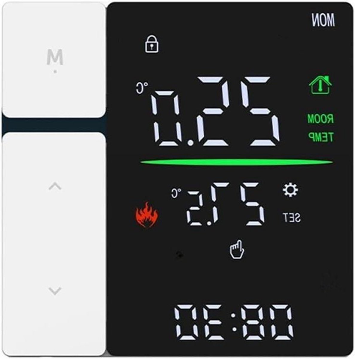 Verwarmingspaneel Thermostaat - Temperatuurregelaar Paneel - Energie Besparen - Slimme Temperatuurregeling - 86x86mm - Zwart Wit