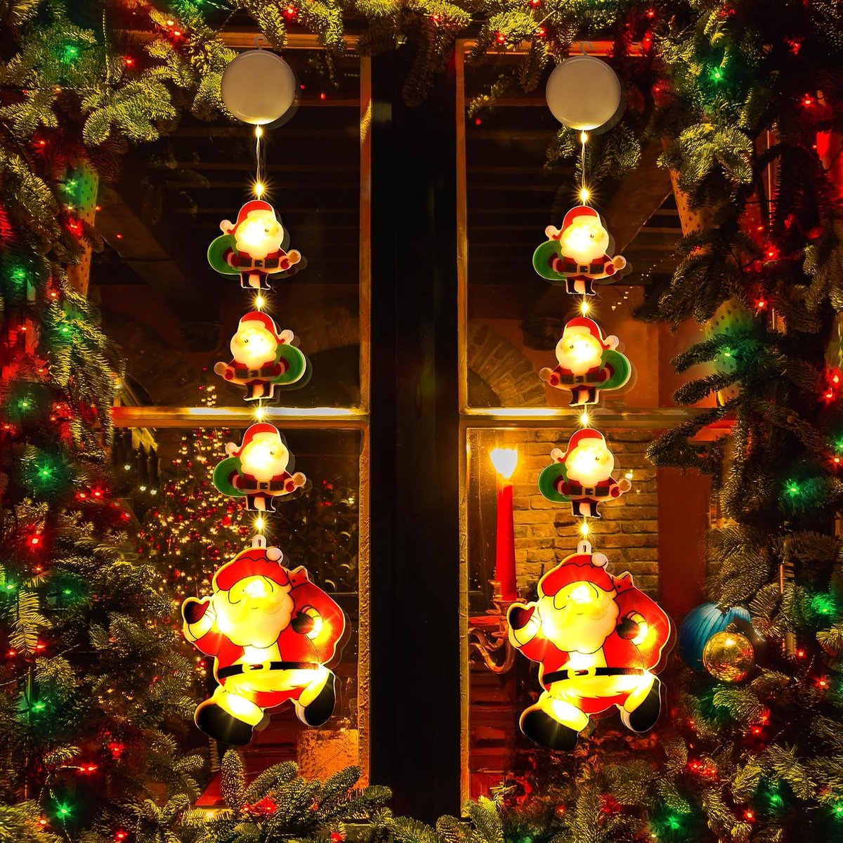 SnelShoppen - Halloween Decoratie Raamverlichting, 2 Stuks LED Binnenverlichting Pompoen Lichten met Zuignap, String Lights voor Tuin, Terras, Balkon,