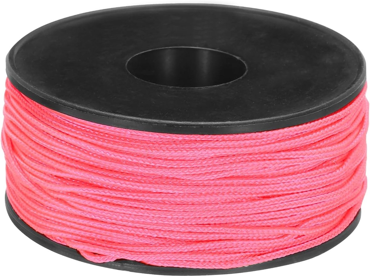 SnelShoppen - Micro Paracord 1.17mm x 50m Touw 100 lbs Polyester Gevlochten Sterk Koord Spoel - Roze Rood voor Wandelen, Oefeningen, Tent, Doe-Het-Zel