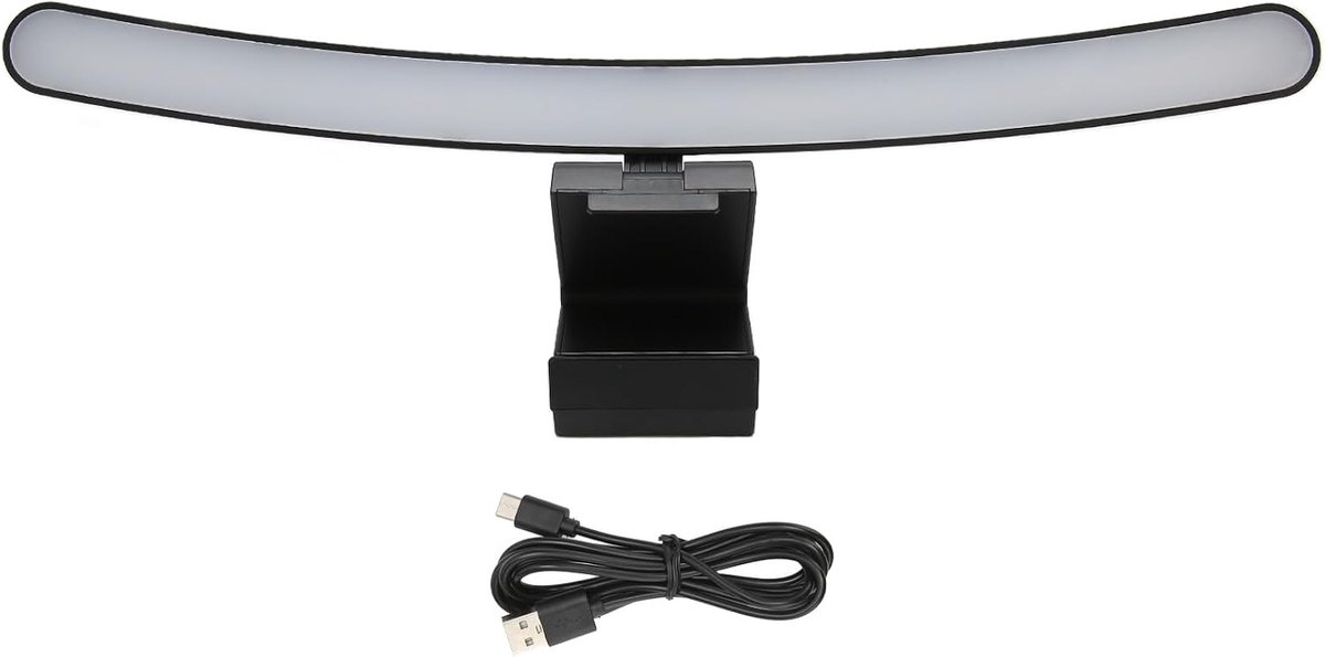 SnelShoppen - Curved Monitor Lamp met Touch Control, Dimbare LED Monitorverlichting, 3 Kleurtemperaturen, Oogvriendelijk, Type C Computerlamp voor Thu