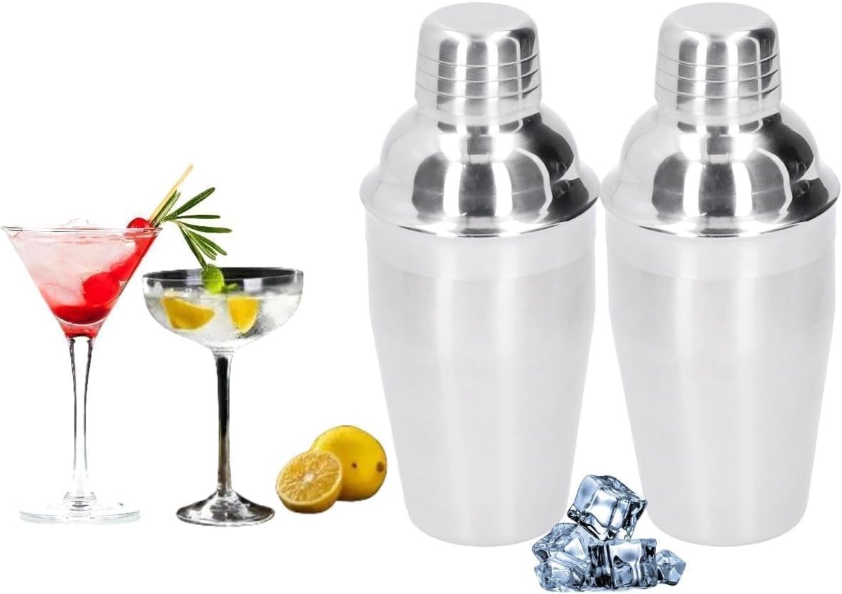 SnelShoppen - 2 Stuks Cocktail Shaker RVS, Kleine Martini Shaker Drink Shaker Mini Mixerset voor Gemengde Dranken 350ml - Perfect voor Feest, Keuken e