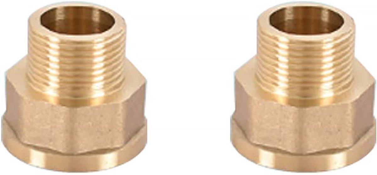 SnelShoppen - 2Pcs Hex Reductie DN20 3/4" Mannelijke Draad Messing Fitting Externe Hex Snelkoppeling 3/4" Mannelijk-1" Vrouwelijk Draad