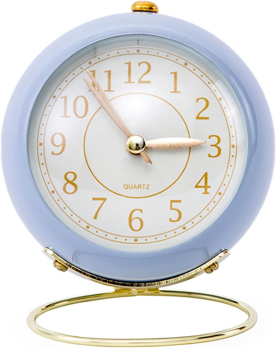 SnelShoppen - Kleine Tafelkleur Klok, Stille Bedtafel Alarm Klok, Klassieke Batterij Aangedreven Bureau Klok voor Slaapkamer Decoratie (Paars)