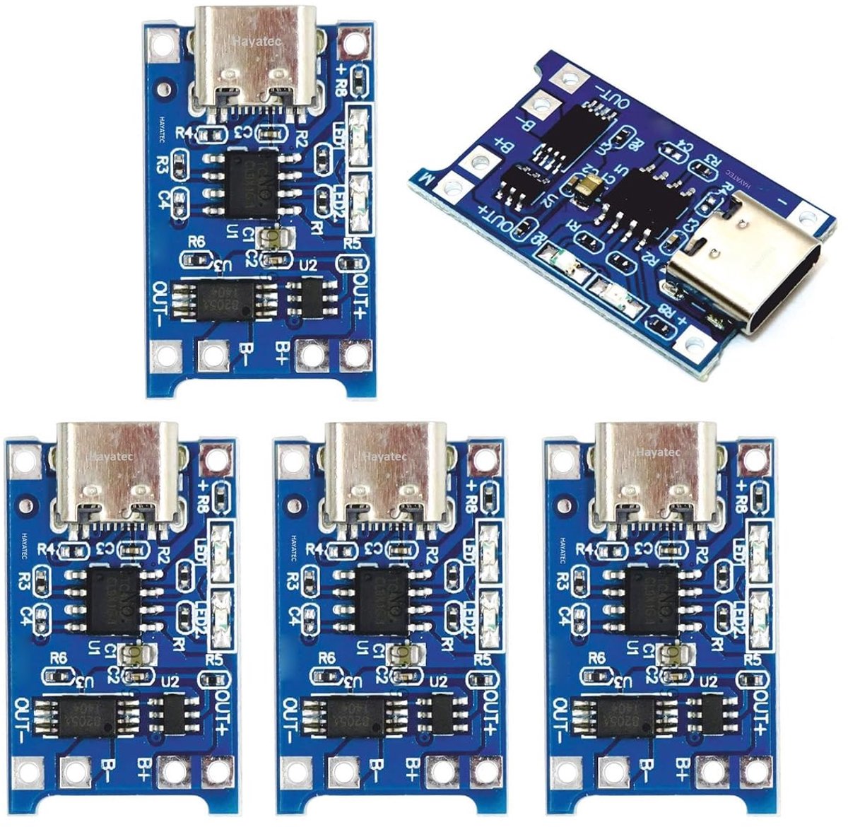 SnelShoppen - Lithium batterij oplaadmodule 10 stuks 1A USB type-C met bescherming - TP4056 - Ideaal voor enkele cellen lithium accu's