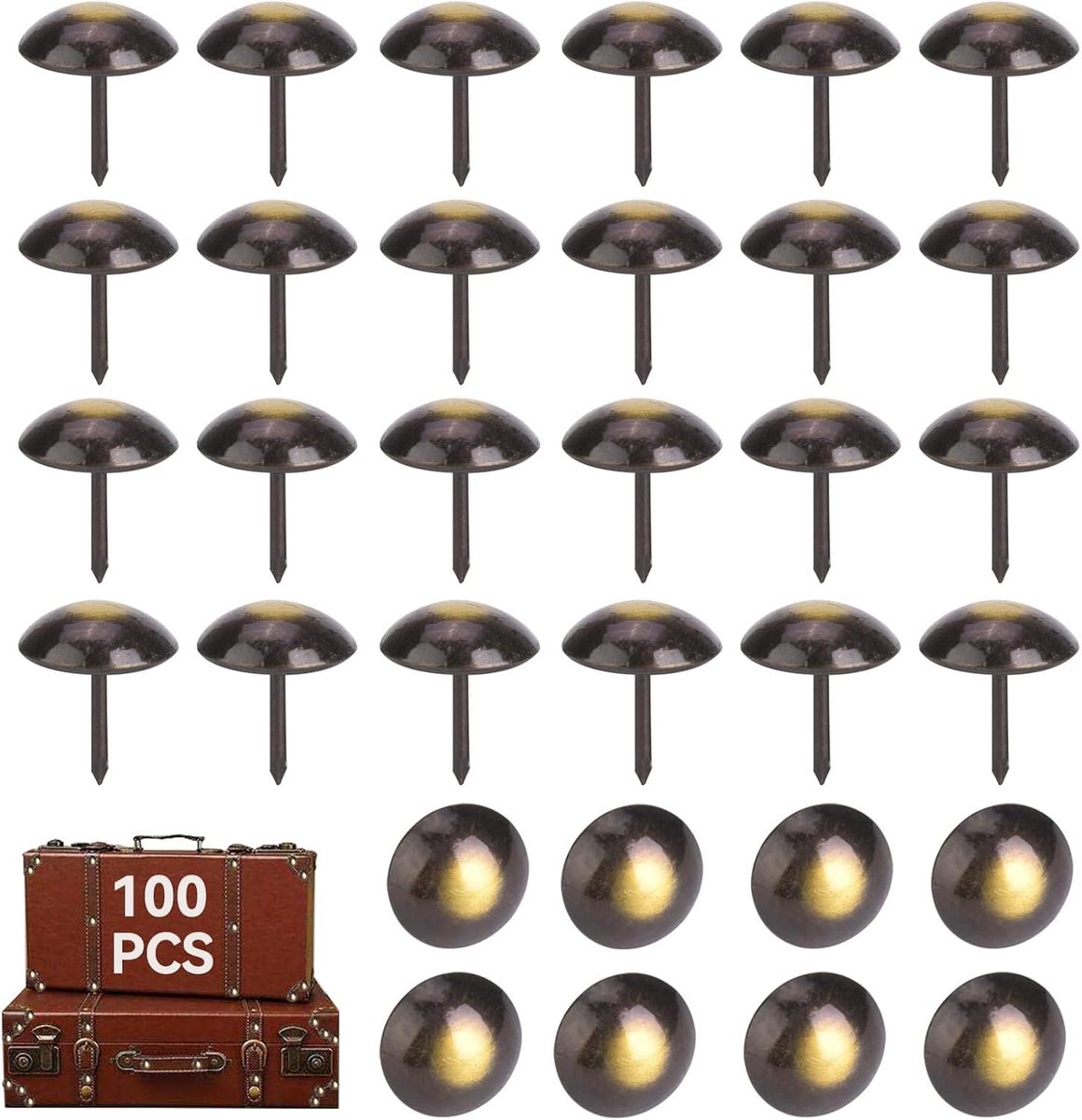 SnelShoppen - 100Pcs Decoratieve Spijkers Met Retro Rond Hoofd - Dikke Meubel Spijkers Voor Sofa, Bed, Houten Ambacht, Antieke Stijl (19*23mm)