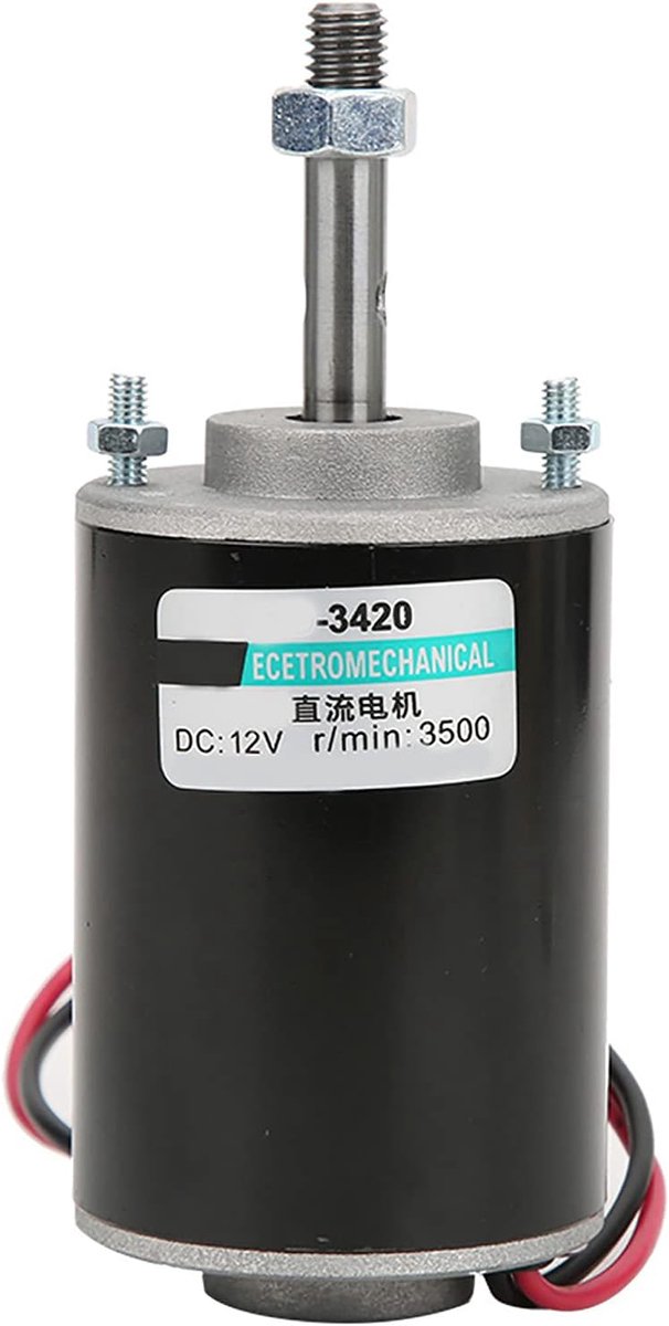 SnelShoppen - Permanente Magnet DC Motor Omkeerbaar Hoge Snelheid Stille Mini Borstelmotor 30W (12V) voor Suikerspinmachines, Snijtafels, en Mech. App
